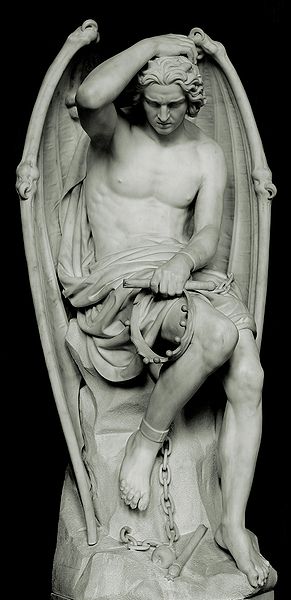 Statue en marbre de Lucifer (par Guillaume Geefs) à la cathédrale Saint-Paul de Liège (Belgique).jpg